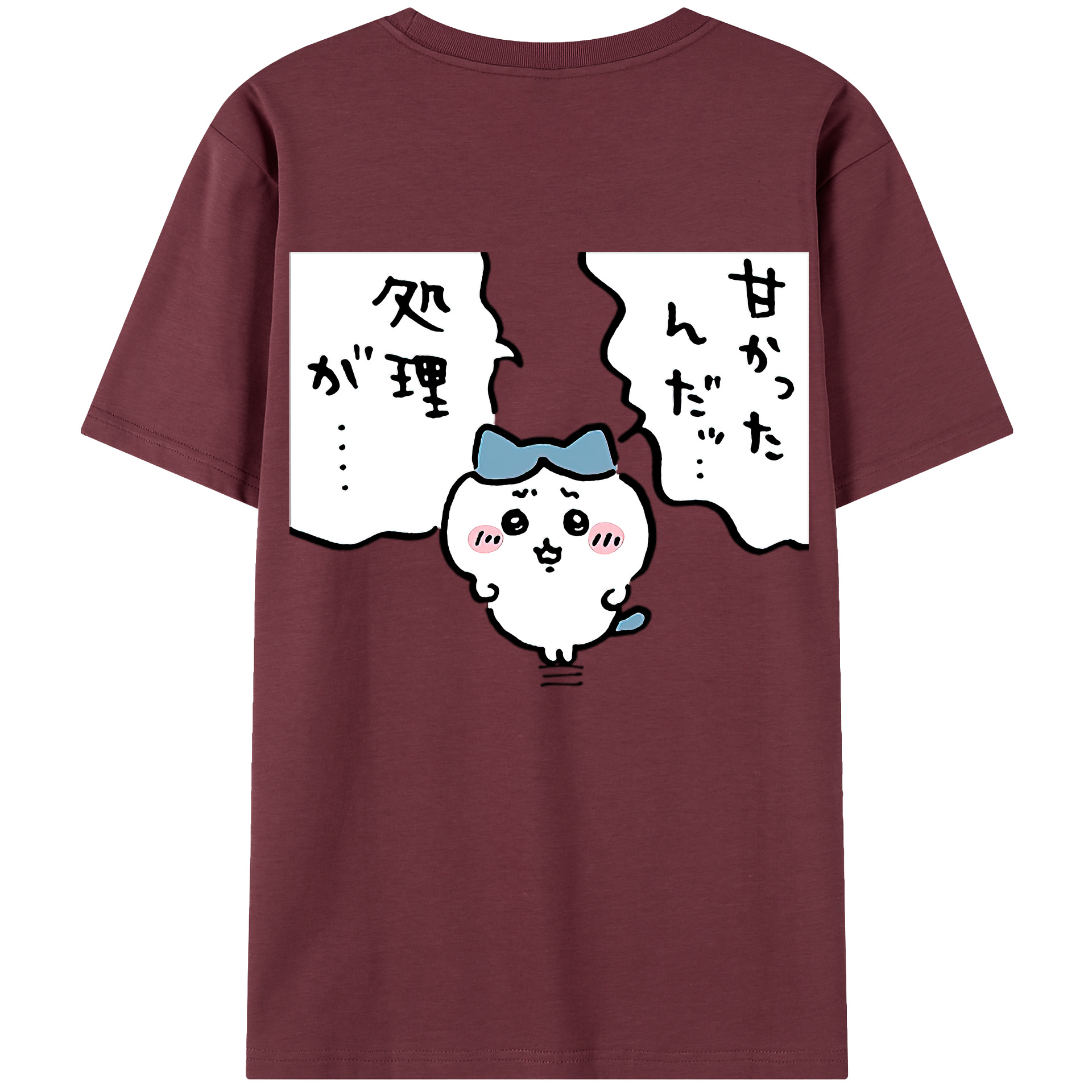 （画像用） ちいかわ ハチワレ Chii-kawa hachiware 綿100％半袖Tシャツ（背面プリント）